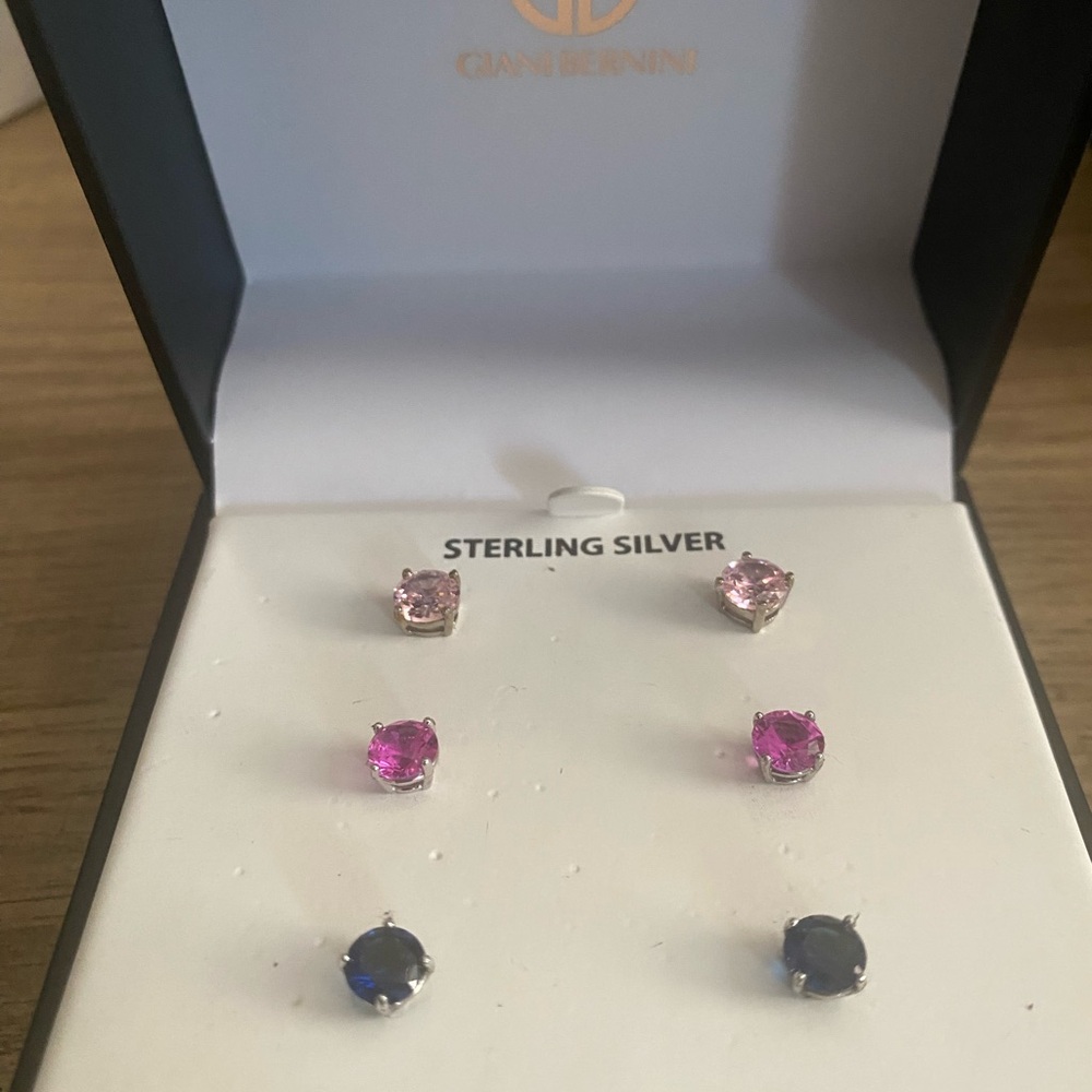 Giani Bernini Sterling Silver Lab Created Sapphire Earring Set